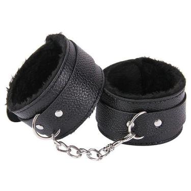 Imagem de Algemas de Couro com Forro Macio e Corrente Metálica Preto - You Vibe
