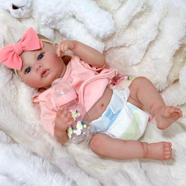Imagem de Boneca Bebe Reborn Corpo de Silicone Menina Realista Pintado Original Pode dar banho (Menina Rosa)