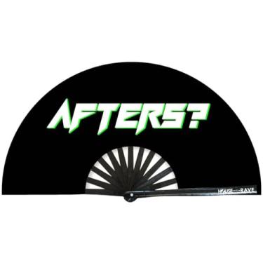 Imagem de Ventilador de rave engraçado grande ventilador de mão dobrável UV Glow Festival Fan Rave acessório para homens e mulheres - Ventilador de madeira real, Depois?