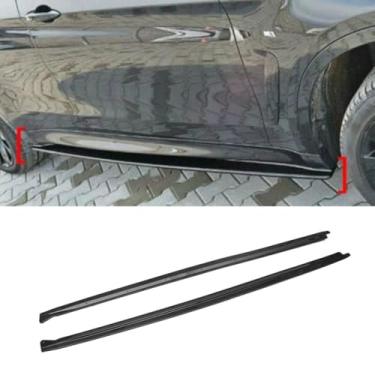 Imagem de Extensão de spoiler de lábio de saia lateral do carro protetor difusor para X5 X6 F15 F16 2014-2019 avental divisor de saia lateral acessório (preto brilhante)