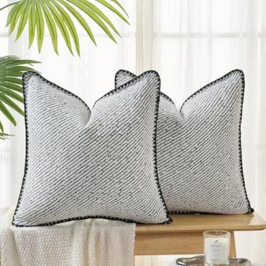 Imagem de Volcanics Conjunto de 2 capas de almofada macias de chenille 45,7 x 45,7 cm, capas de almofada decorativas de veludo minimalistas modernas para sofá, cama, decoração de casa, cinza