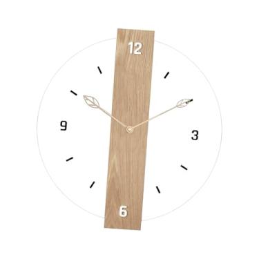 Imagem de Generic Relógio de parede decorativo, relógio nórdico de acrílico suspenso para casa, escritório e ambientes internos, Cor de Madeira 40cm