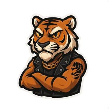 Imagem de Adesivo Decorativo Tigre Motociclista, Estilo Urbano, Design Mascote (10, 17x17cm)