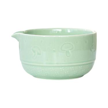 Imagem de Fenteer Tigelas de chá Matcha Bowl com bico Chawan Tradicional 450ml Tigela de mistura Matcha para amigos iniciantes, Verde