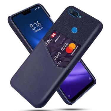 Imagem de Capa para Xiaomi Mi 8 Lite,Tela e tampa de couro PU,Antideslizante,360°cobertura completa à prova de choque com 1 slot de cartão atrás,Prevenção de queda-Blue