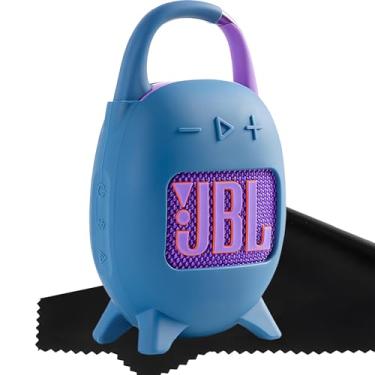 Imagem de Ziseyoru Conjunto de capa de silicone compatível com alto-falante ultra portátil JBL Clip 5, com pano de limpeza de microfibra e pele macia 2 em 1 para acessórios JBL Clip 5 Suporte de alto-falante