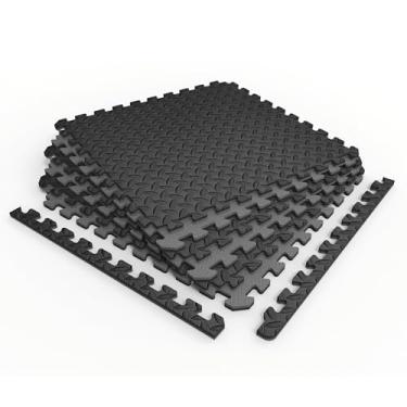 Imagem de Norsk Pisos De Espuma Intertravados Reversíveis Nörsk Duräflex Para Serviço Médio, Textura Diamante, Preto/Azul, 61 X 1,2 Cm, Pacote Com 6 (2,2 M²) (Preto/Cinza, Cm Espessura)