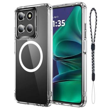 Imagem de JanCalm Capa transparente para Moto G Stylus 2025, compatível com MagSafe, capas magnéticas finas, amortecedor de TPU macio e capa resistente de policarbonato rígido, antiamarelamento, proteção contra