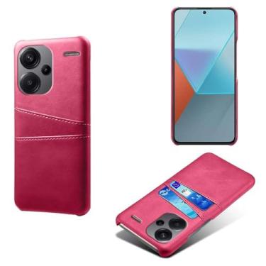Imagem de Capas Compatível com Xiaomi Redmi NOTE 13 PRO PLUS,Caso de couro PU-Tampa de telefone a prova de choque com 2 slots de cartão,Proteção anti-impressão digital e anti-gota-Rose Red