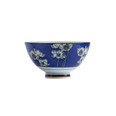 Imagem de Estilo japonês criativo irregular sob o vidrado cor simples e requintada tigela de arroz prática - ipomeia - azul