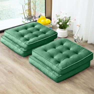 Imagem de 1 MIDDLE ONE Conjunto de 4 travesseiros de chão, almofadas de meditação de espuma de memória, almofadas de chão para adultos sentados, almofadas de assento quadradas grandes para ioga, sala de estar