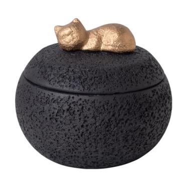 Imagem de IEUDNS Caixa Memorial para Urna Funerária 350ml, Suprimento Resistente à Umidade, Decoração de Mesa, Pote de Armazenamento, Cimento, Lembrança, Recipiente, Preto