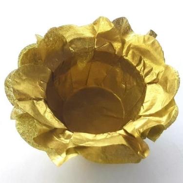 Imagem de 40 Forminhas para Doces e Brigadeiros Finos Formato Flor Casamento Festas Eventos(DOURADO)