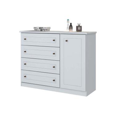 Imagem de Cômoda Solteiro Americana C/ 1 Porta E 4 Gavetas Branco - Henn