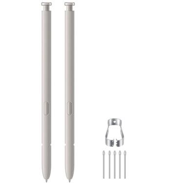Imagem de 2 canetas Stylus compatíveis com Samsung Galaxy S25 Ultra S Pen todas as versões, S25 Ultra Pen 4.096 níveis de pressão com 5 pontas (cinza claro)