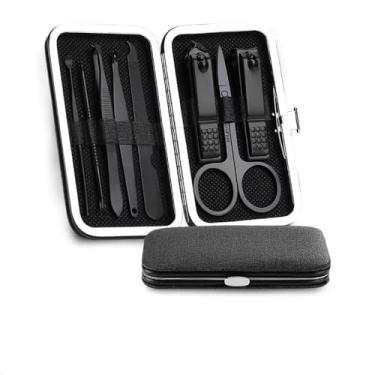 Imagem de Conjunto profissional de manicure - 8 peças - Kit de pedicure em aço inoxidável com alicate e cortador para paroníquia | Utensílios para cuidados com as unhas em casa e salão, 8 peças, preto