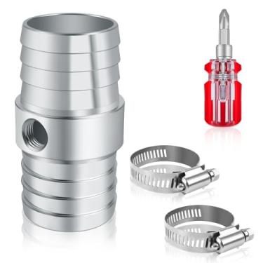 Imagem de Acoplador de farpa de mangueira de radiador de 2,5 cm com porta lateral NPT de 1/8" - Kit adaptador de tubo de vapor de 2,54 cm, com 2 braçadeiras de mangueira de aço inoxidável compatíveis com LS Swap Steam/Coolant Crossover Splice (2,54 cm)