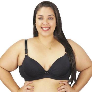 Imagem de Sutiã Sustentação Plus Size Bojo Liso Nayane Rodrigues, 50, Preto