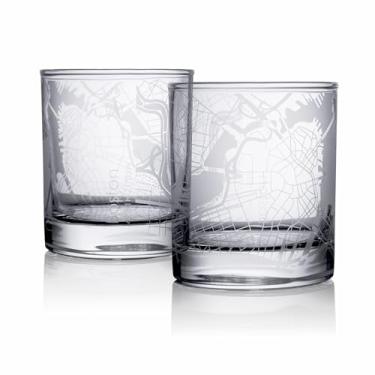 Imagem de Conjunto de 2 copos de uísque Boston Map, copos de rochas, 25 ml copos antiquados para beber uísque escocês, bourbon, coquetel, conhaque, vodca, gin, tequila, rum, licor de centeio, presente para