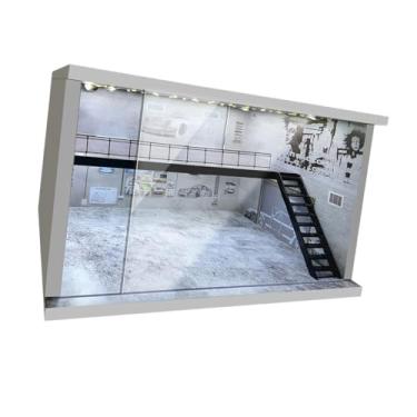 Imagem de simhoa 1/64 1/36 1/32 escala Diecast Modelo Visor de disposição de carro Simulação à prova de poeira com estacionamento de LED leve para carro Diecast, B