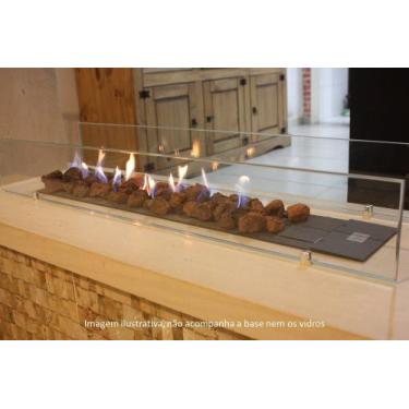 Imagem de Lareira a gás Fogo e Art Luna de 100cm GN Gás Natural com pedras vulcâ