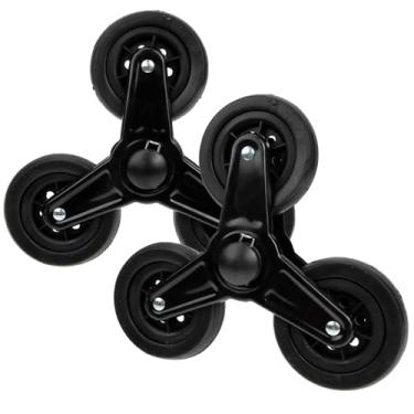 Imagem de Milageto Carrinho de Compras Dobrável de Borracha, 2 Peças, Carrinho Utilitário de Três Rodas, Rodas para Escada, Preto, Peças de Reposição para Serviços Pesad