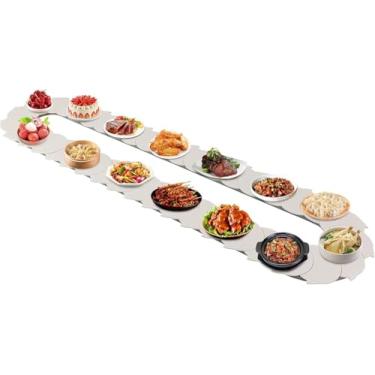 Imagem de Mesa De Jantar Ajustável Giratória Manual De 360 ° Mesa Giratória De Alimentos Mesa Giratória De Comida Mesa De Jantar De Trem Mesa Giratória Para Decoração De F, White, 180cm/5.9ft