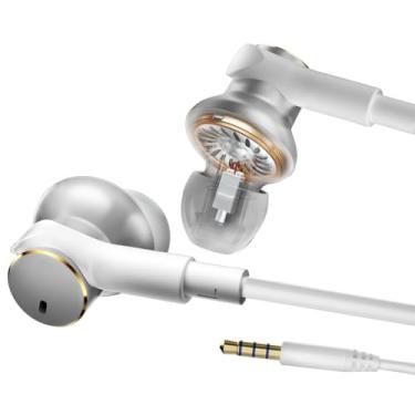 Imagem de BACKWIN Fones De Ouvido Com Fio [Quatro Unidades Acionamento], Intra-Auriculares Cancelamento Ruído 3,5 Mm, Microfone, Som Envolvente, Graves Pesados, Isolamento Ruído, Conector Universal Mm Alta Fi