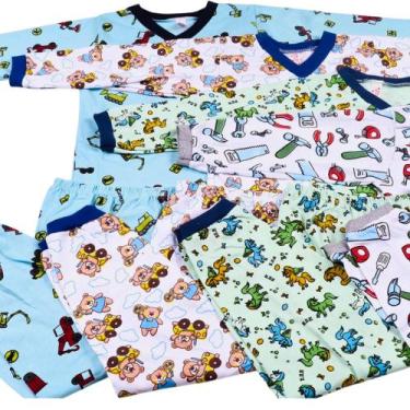 Imagem de Kit 3 Pijamas Roupa Infantil Menino Conjunto Algodão Estampado - Sol M