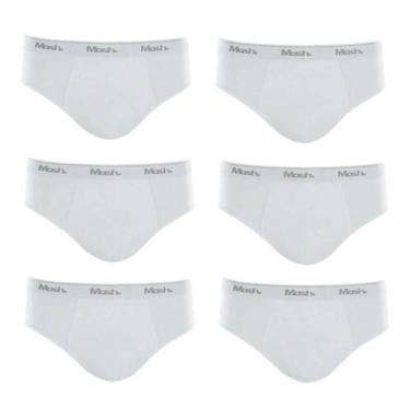 Imagem de Kit 6 Cuecas Slip 100% Algodão Mash - Branco, P, Branco