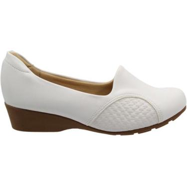 Imagem de Sapato Anabela Modare Ultra Conforto Texturizado Feminino, Branco, 38