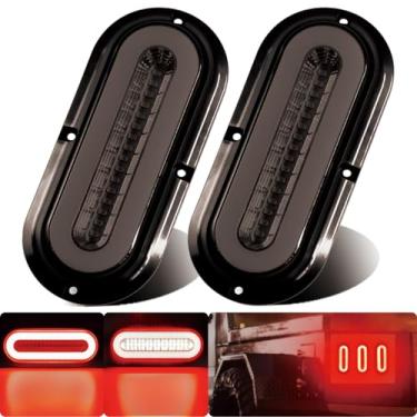 Imagem de WahMOTOTin 2 peças de 15,24 cm lente fumê oval vermelho halo 52 LEDs luzes de reboque com flange montagem em superfície freio parada de seta luz traseira 【patenteado】 Submersível IP67 para caminhonete