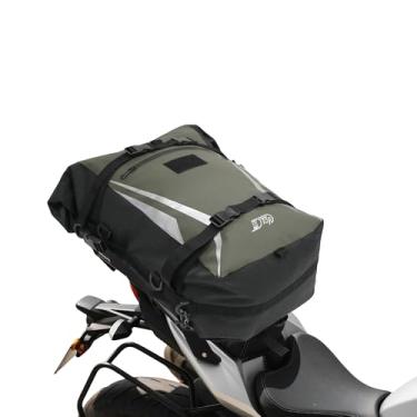 Imagem de JLDTOP Bolsa traseira à prova d'água para motocicleta, bolsa de bagagem de viagem, bolsa traseira para motocicleta, bolsa lateral de selim de motocicleta de grande capacidade (verde militar)