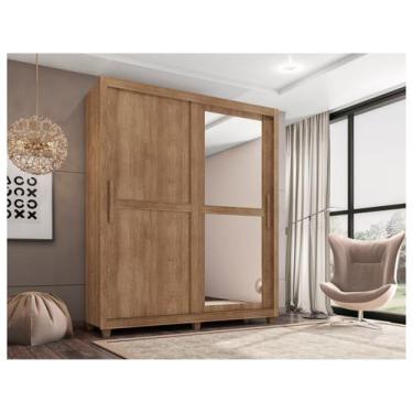 Imagem de Guarda-roupa Solteiro com Espelho 4 Gavetas 2 Portas de Correr Móveis 