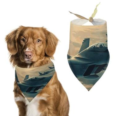Imagem de Cachecol triângulo de poliéster impresso Aircraft Fighter Jets - Tamanho único (70 x 30 cm)