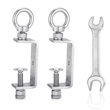 Imagem de Braçadeira de viga ajustável em C pequena com anel de parafuso M10 - Conjunto de braçadeira C de aço inoxidável 304 para soldagem, carpintaria DIY, plantas, uso ao ar livre e na mesa (design compacto