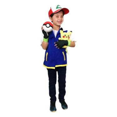 Imagem de Fantasia Treinador Ash Anime Cosplay Infantil Kit Completo 4 Itens - G
