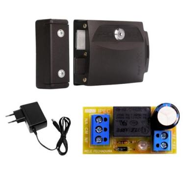 Imagem de Kit Fechadura Elétrica F90 12v + Fonte com pino 12v + Relé para fechad