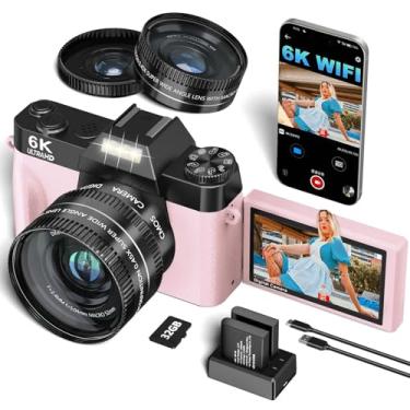 Imagem de VJIANGER Câmera Vlogging 4K para Youtube Câmera Digital de 48 Mp para Fotografia e Vídeo com Tela Flip, Foco Manual, Zoom Digital 16X, Grande Angular de 52 Mm e Lente Macro, Cartão Tf de 32 Gb, 2 Bate