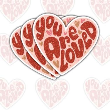 Imagem de 3 peças de adesivos motivacionais You are Loved para quem busca autocuidado, defensores da saúde mental, amantes motivacionais afirmação positiva, fãs de incentivo para laptop, garrafa de água, copo
