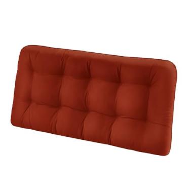 Imagem de Almofadas de banco tufadas para móveis ao ar livre, almofadas de balanço de varanda de 112 x 48 cm preenchidas com espuma, almofadas de pátio sobrecarregadas para namoradeira de banco com 2 a 3