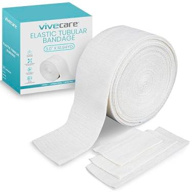 Imagem de Vive Care Bandagem Tubular Elástica Vive -(4,0" X 33 Pés) Tubo de Meia para Braços e Pernas - Manga de Compressão de Algodão Elástico para Tratamento de Feridas - Gaze de Tubo de Malha de Tecido Para