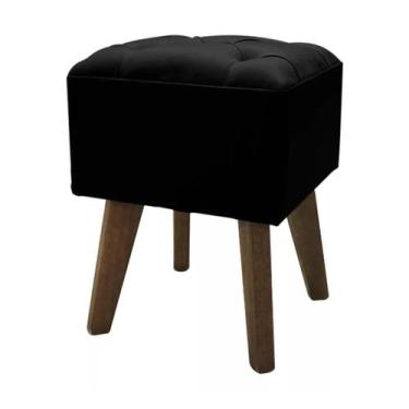 Imagem de Puff Quadrado Capitonê Pé Palito - Cerâmica Regina, Preto