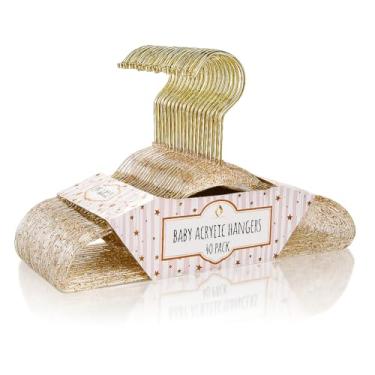 Imagem de CONCEPTS Pacote com 40 cabides infantis de acrílico antiderrapante com glitter, organizador de armário para bebês recém-nascidos, pequenos cabides para roupas de bebê, calças, camisas, economia de