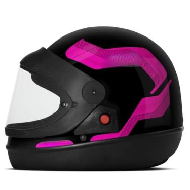 Imagem de Capacete Moto Fechado Integral Masculino Feminino Automático Pro Tork Sport Moto 788 viseira Cristal Transparente (58,PRETO - ROSA)