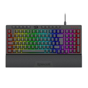 Imagem de Teclado Membrana Gamer Redragon Shiva 98 RGB c/ Apoio de Pulso Preto - K515-RGB PT