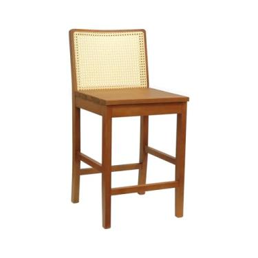 Imagem de Banqueta Média Pérola Madeira Maciça Telinha c/ 62cm - Amêndoa - Ripado Madeira