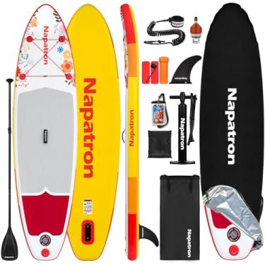 Imagem de 10 pés Prancha Inflável Stand Up Paddle,Largura de 32 polegadas SUP Premium para Pesca com Kit Completo, Cobertura Protetora Solar, Jovens e Adultos (Rápido/arco-íris 10''x32''x6'')