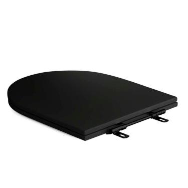 Imagem de Assento Sanitário Poliéster Luxo Carrara Preto Fosco Para Vaso Deca Com Ferragem Preta