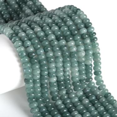 Imagem de 76 peças 5 x 8 mm Pedra Natural Burmese Escuro Jade Rondelle Espaçador Contas Soltas Discos de Ábaco Pedras Preciosas Redondas Soltas para Fazer Joias Colar Pulseira DIY